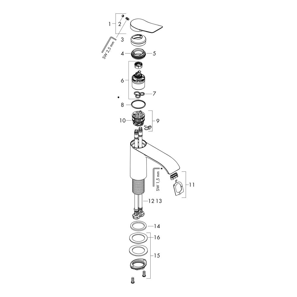 Hansgrohe Vivenis Einhebel-Waschtischmischer 250mm, 5l/min, für Aufsatzwaschtische ... HANSGROHE-75042700 4059625335437 (Abb. 2)