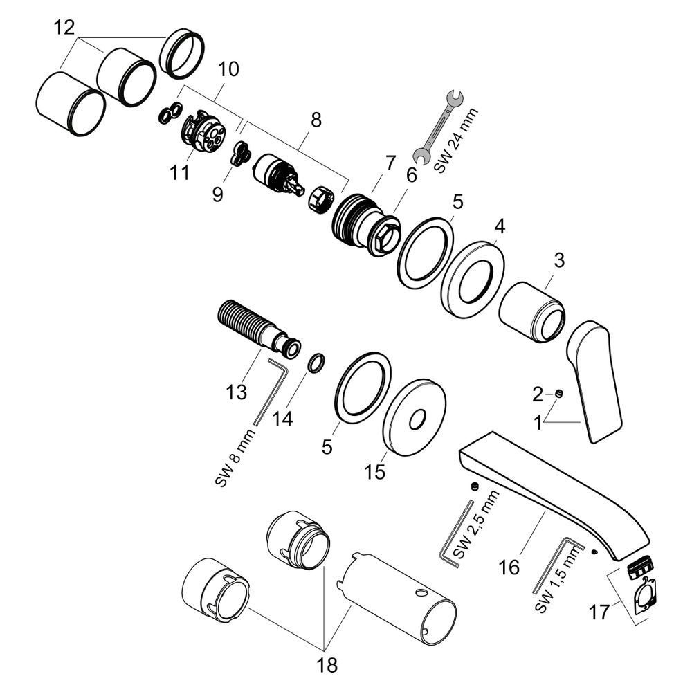 Hansgrohe Vivenis Einhebel-Waschtischmischer Unterputz für Wandmontage, Auslauf 192... HANSGROHE-75050140 4059625555316 (Abb. 5)