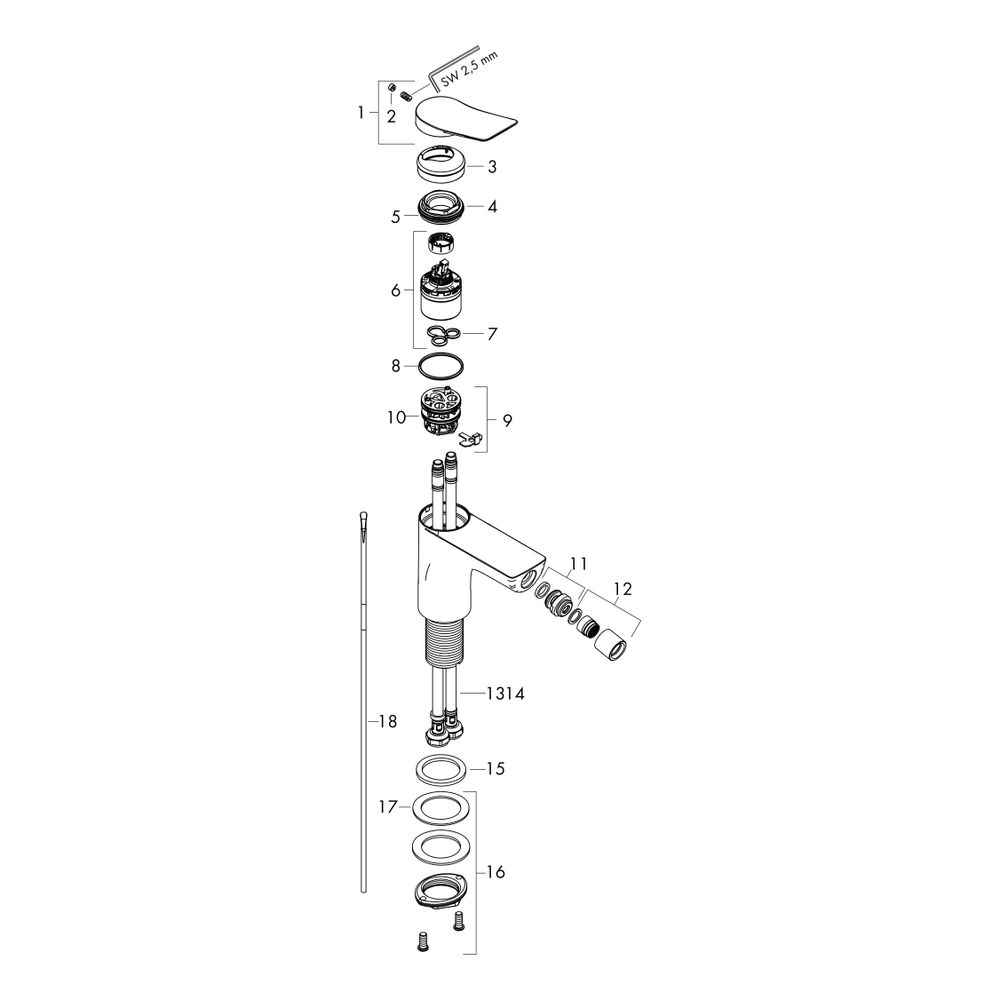 hansgrohe Vivenis Einhebel-Bidetmischer 7,5l/min mit Zugstangen-Garnitur, Chrom... HANSGROHE-75200000 4059625335369 (Abb. 3)