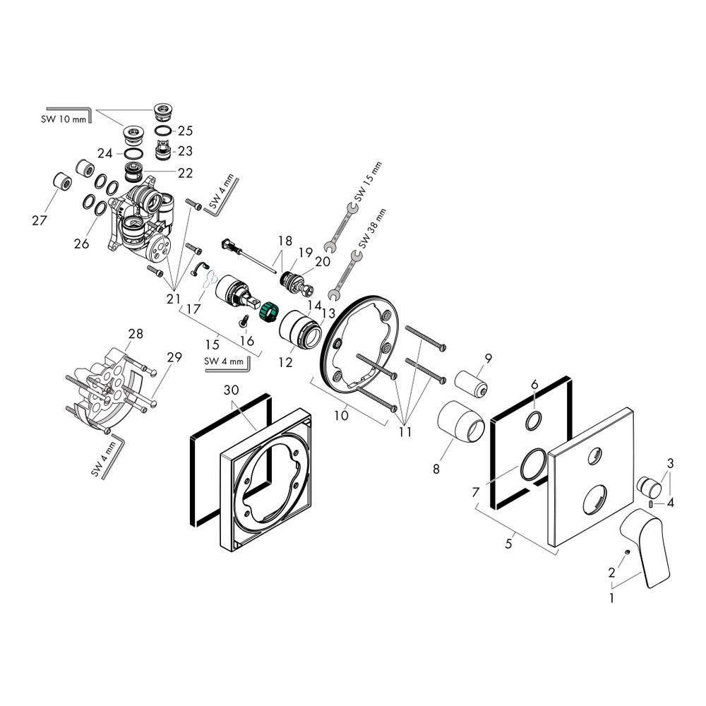 hansgrohe Vivenis Einhebel-Wannenmischer Unterputz 25l/min Chrom mit Sicherungskomb... HANSGROHE-75416000 4059625358535 (Abb. 2)
