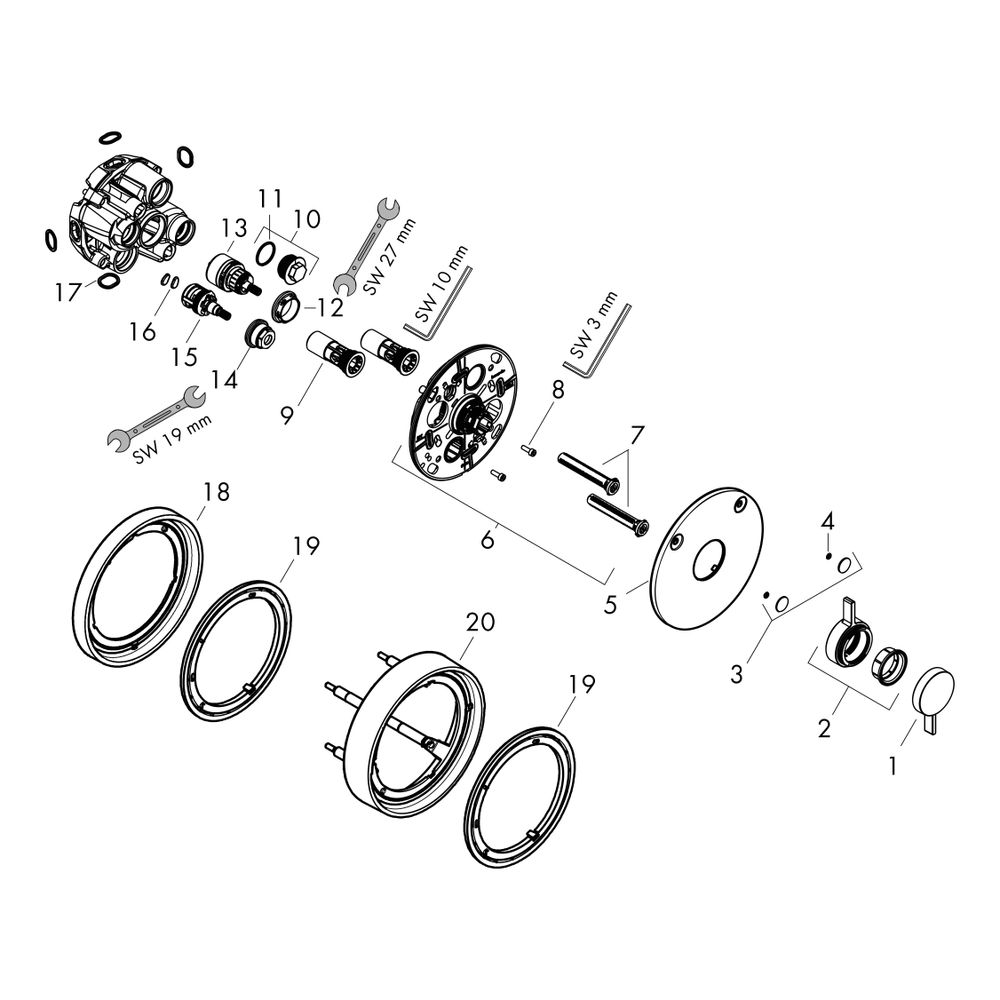 hansgrohe DuoTurn S Mischer Unterputz für 2 Verbraucher, Mattschwarz mit Thermostat... HANSGROHE-75418670 4059625471432 (Abb. 2)