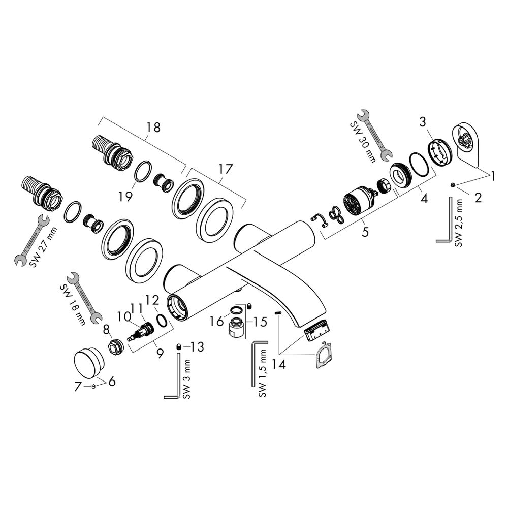 Hansgrohe Vivenis Einhebel-Wannenmischer Aufputz, 19,4l/min, Brushed Bronze... HANSGROHE-75420140 4059625555293 (Abb. 4)