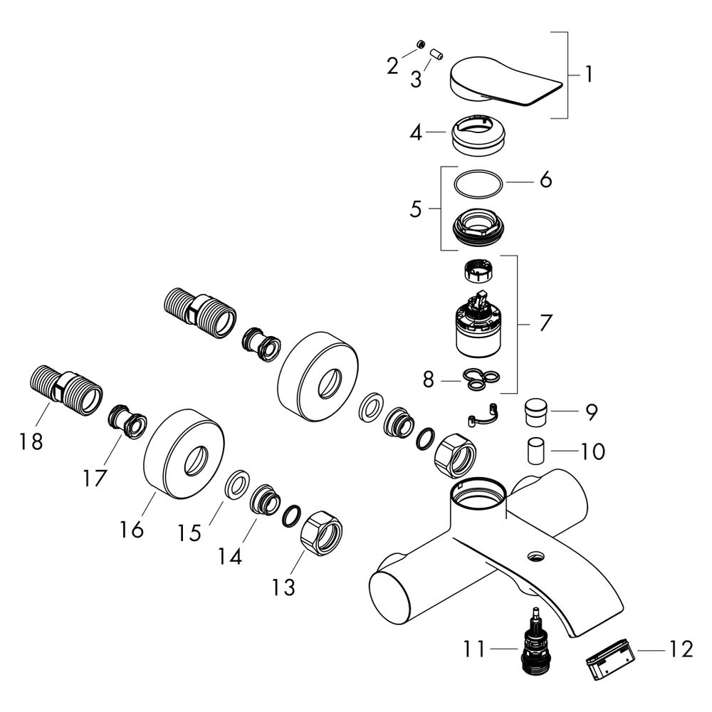 Hansgrohe Vivenis Einhebel-Wannenmischer Original Aufputz, 19,9l/min, Mattschwarz... HANSGROHE-75423670 4059625694121 (Abb. 4)