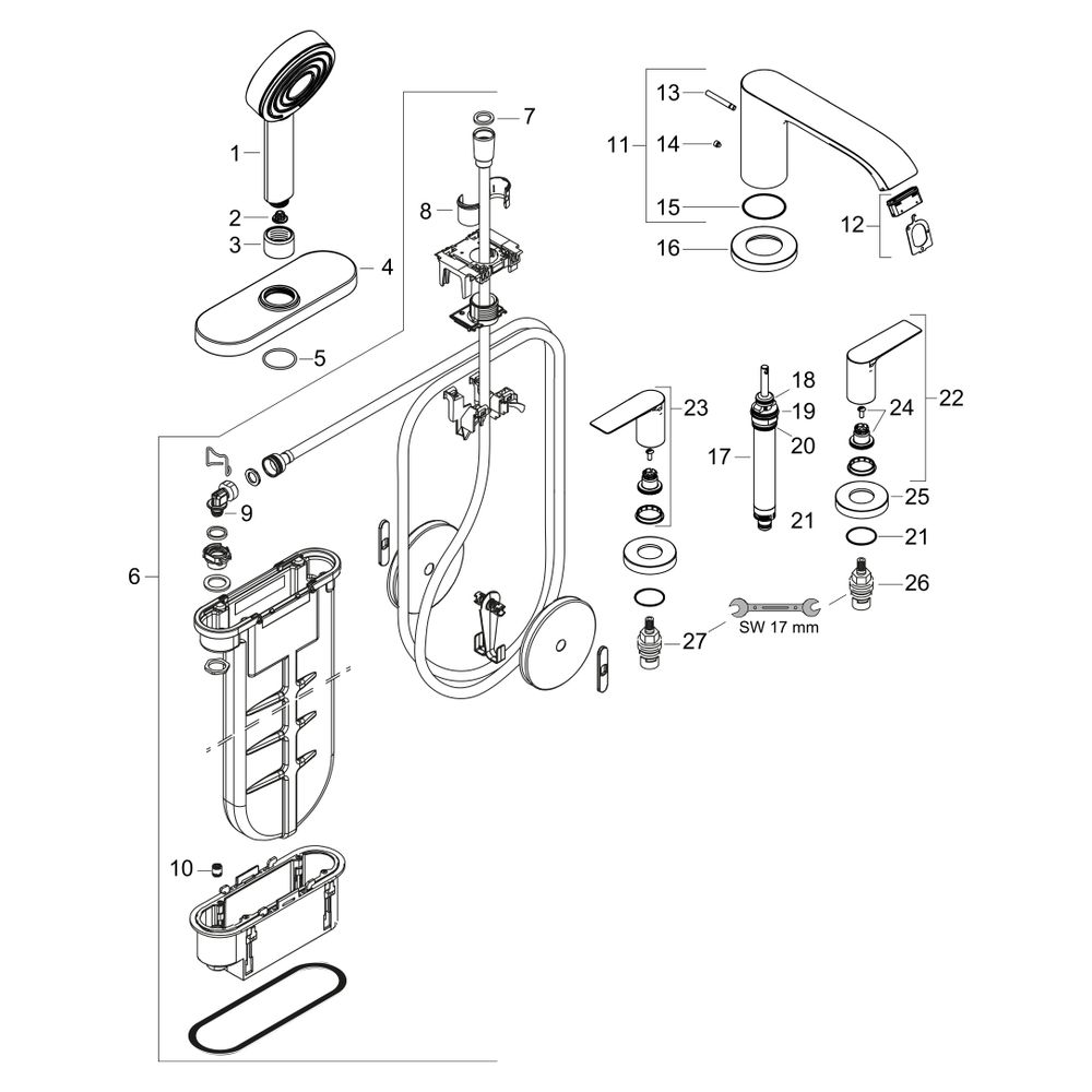 Hansgrohe Vivenis 4-Loch Wannenrandarmatur, 23,9l/min, sBox, Brushed Bronze... HANSGROHE-75444140 4059625555538 (Abb. 4)