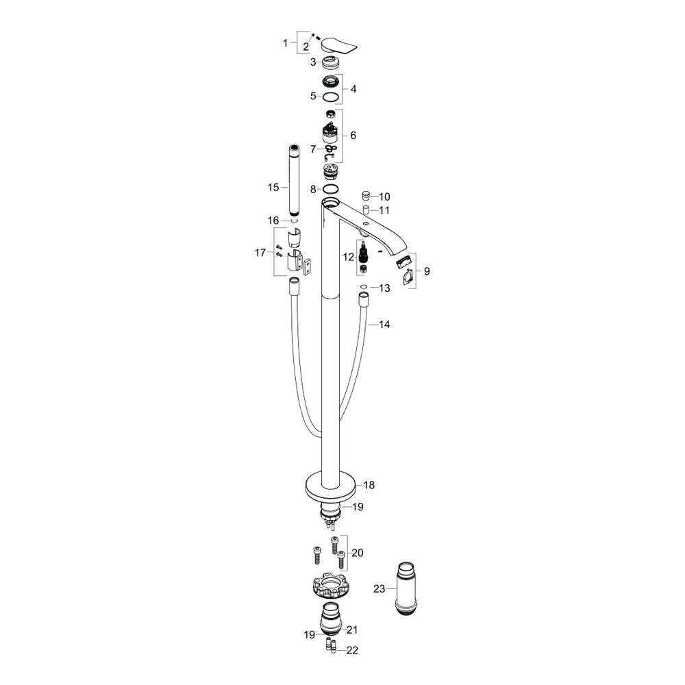 hansgrohe Vivenis Einhebel-Wannenmischer bodenstehend 21,3l/min Mattweiß... HANSGROHE-75445700 4059625336991 (Abb. 2)