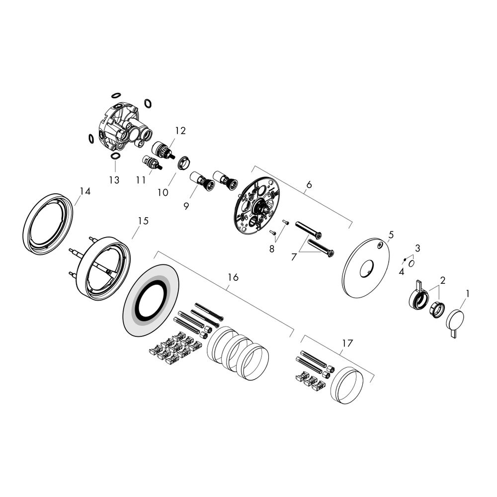 hansgrohe DuoTurn S Mischer Unterputz für 1 Verbraucher, Chrom mit Thermostat... HANSGROHE-75618000 4059625471227 (Abb. 2)