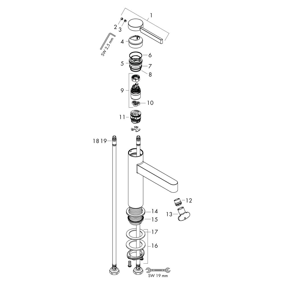 Hansgrohe Finoris Einhebel-Waschtischmischer 100mm, 5l/min, Push-Open Ablaufgarnitu... HANSGROHE-76010340 4059625813386 (Abb. 5)