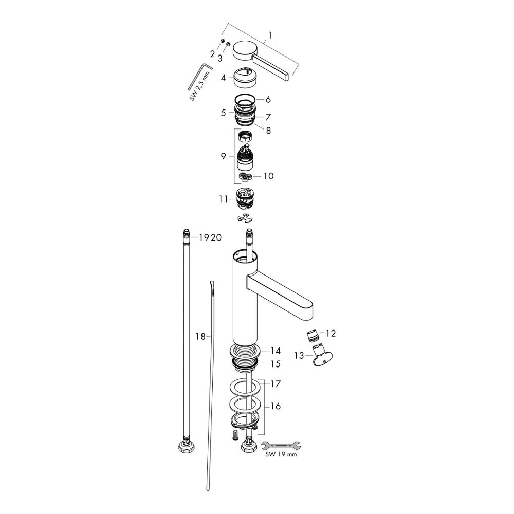 hansgrohe Finoris Waschtischmischer 110mm 5l/min mit Zugstangen-Garnitur, Mattschwa... HANSGROHE-76020670 4059625334423 (Abb. 2)