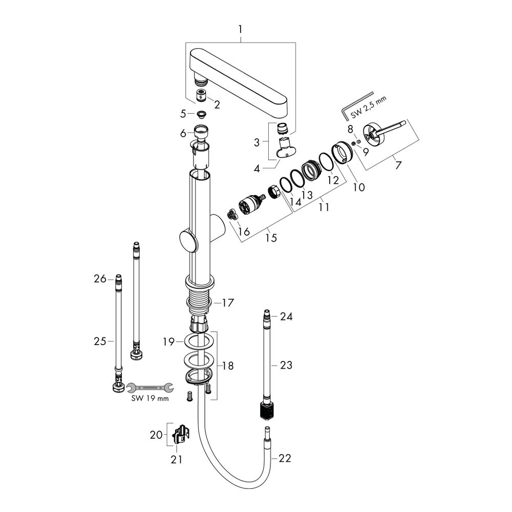 hansgrohe Finoris Waschtischmischer 230mm 5l/min Ausziehbrause 2jet mit Push-Open G... HANSGROHE-76063000 4059625336533 (Abb. 3)