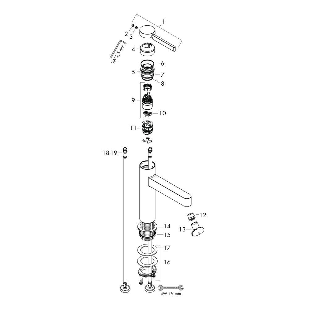 hansgrohe Finoris Waschtischmischer 260mm 5l/min Highriser mit Push-Open Garnitur, ... HANSGROHE-76070670 4059625334362 (Abb. 3)