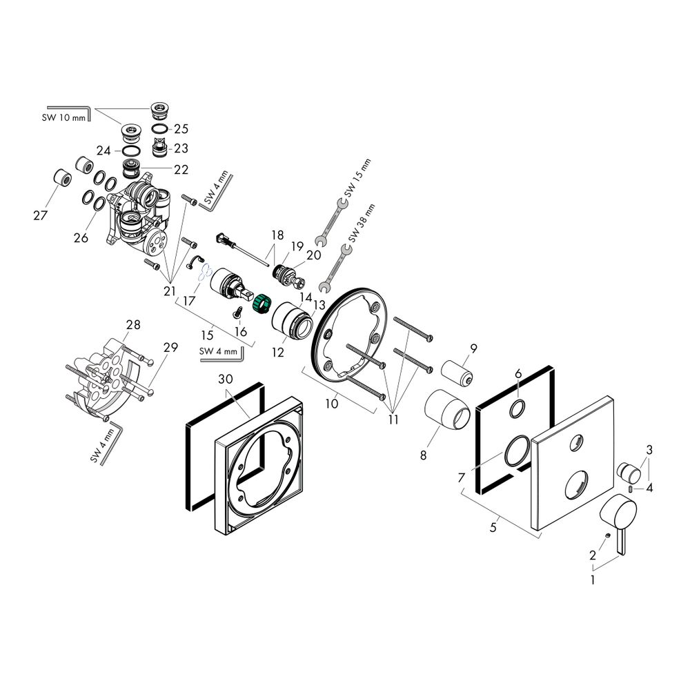 hansgrohe Wannenmischer Unterputz Finoris F-Set mit Sicherungskombination, Mattschw... HANSGROHE-76416670 4059625357675 (Abb. 2)