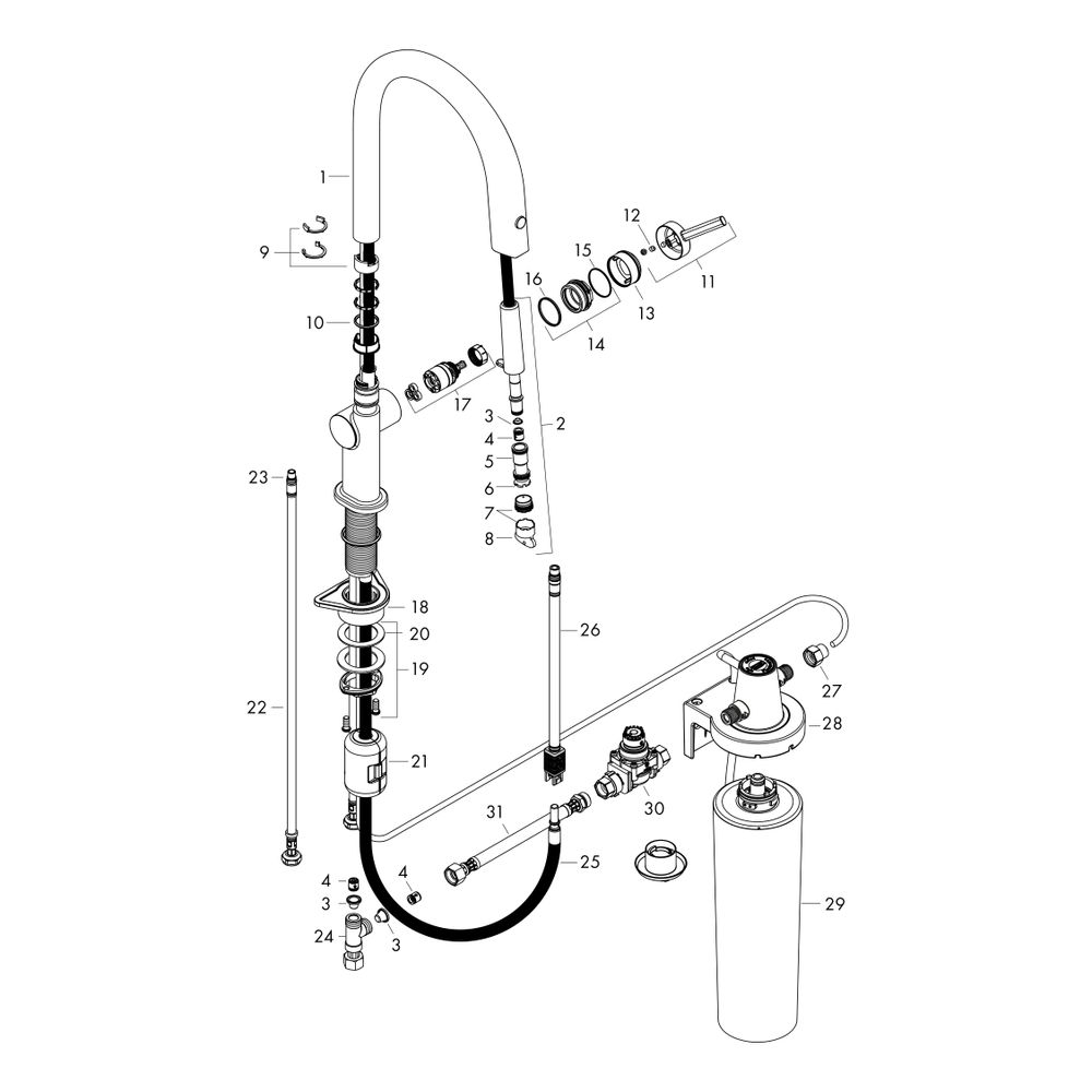 hansgrohe Aqittura FilterSystem M91, Einhebel-Küchenmischer 210mm 6,5l/min Edelstah... HANSGROHE-76801800 4059625391129 (Abb. 2)