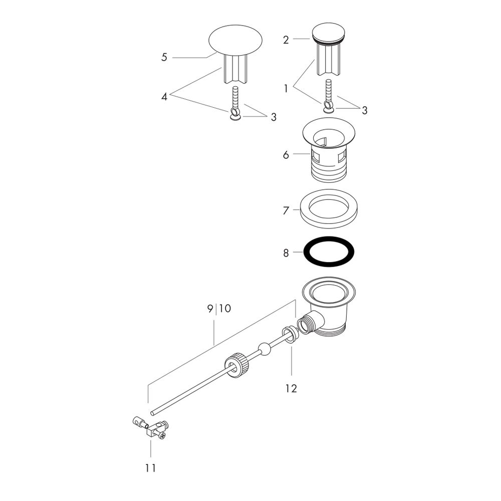 hansgrohe Garnitur mit Zugstange DN 32, Chrom, für Waschtisch- und Bidetmischer... HANSGROHE-94139000 4011097178752 (Abb. 3)