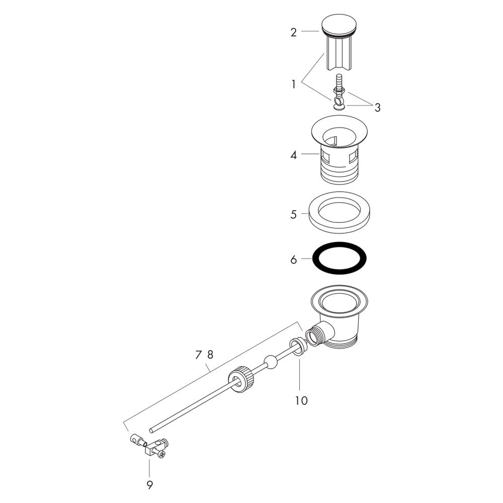 Hansgrohe Ablaufgarnitur, Zugstange für Waschtisch-, Bidetmischer DN 32, Mattschwar... HANSGROHE-94139670 4059625308943 (Abb. 4)