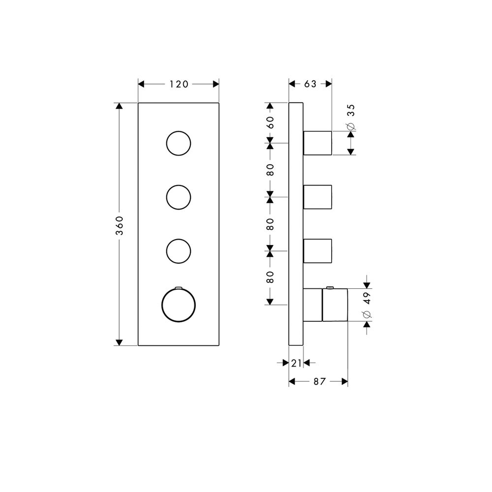 Hansgrohe AXOR ShowerSolutions Thermostatmodul 360x120mm, Unterputz, 59l/min, eckig... HANSGROHE-10751250 4011097863566 (Abb. 3)