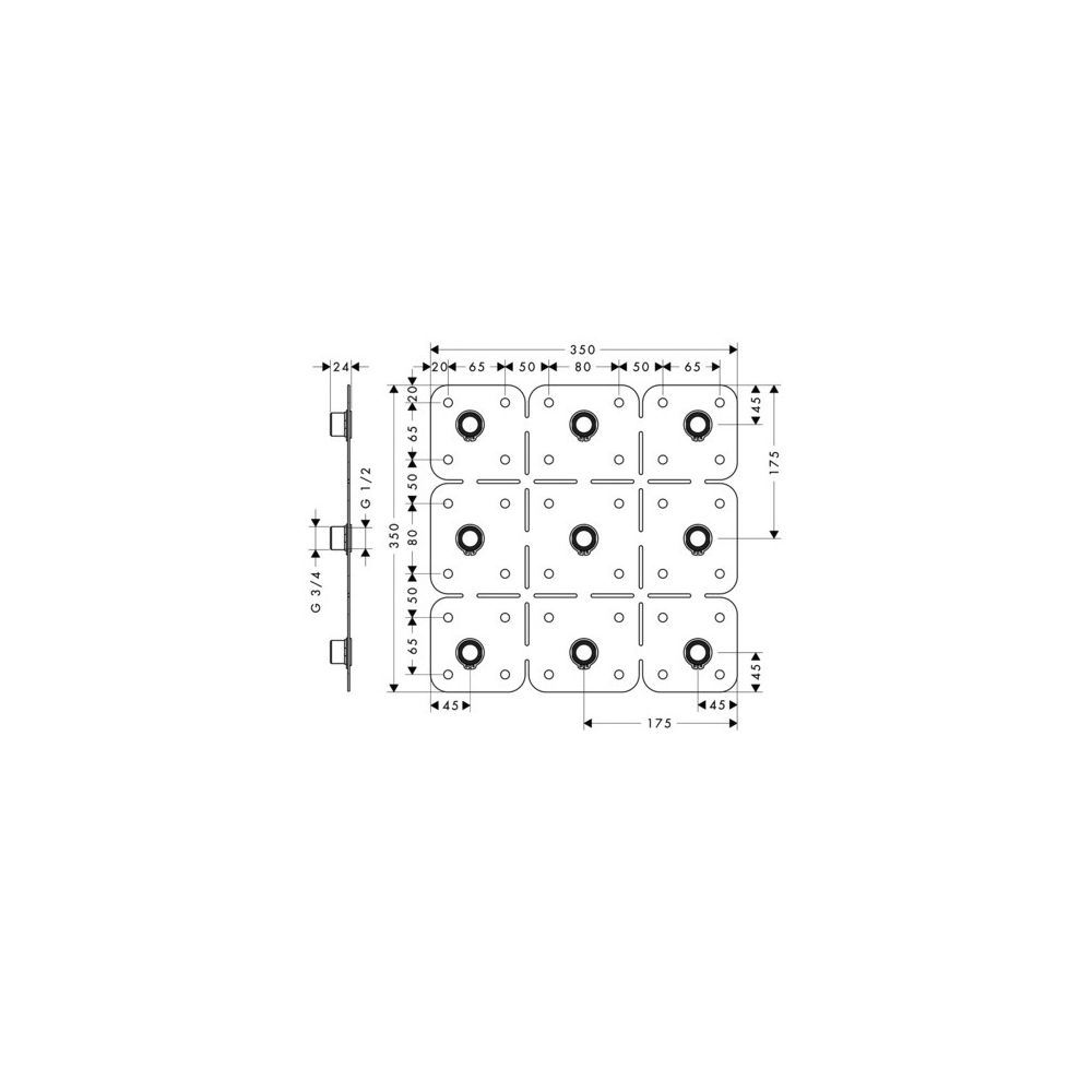 Hansgrohe AXOR ShowerSolutions Montageplatte, 350mm, Einbauteil... HANSGROHE-28470180 4011097601762 (Abb. 3)