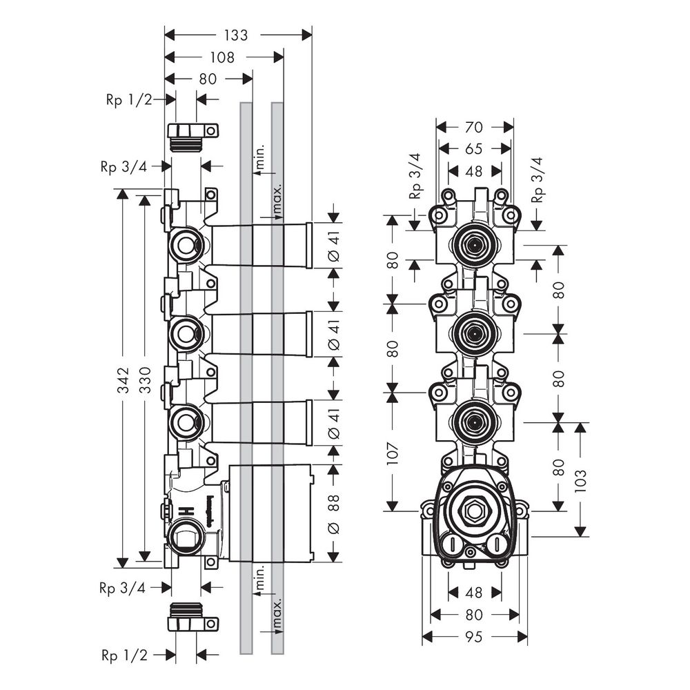 Hansgrohe AXOR ShowerSolutions Grundkörper für Thermostatmodul 360x120mm Unterputz,... HANSGROHE-10750180 4011097594286 (Abb. 5)