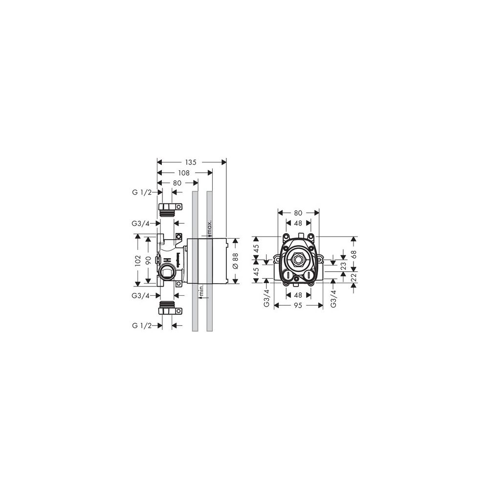 Hansgrohe AXOR ShowerSolutions Grundkörper für Thermostatmodul 120x120mm Unterputz,... HANSGROHE-10754180 4011097625690 (Abb. 6)