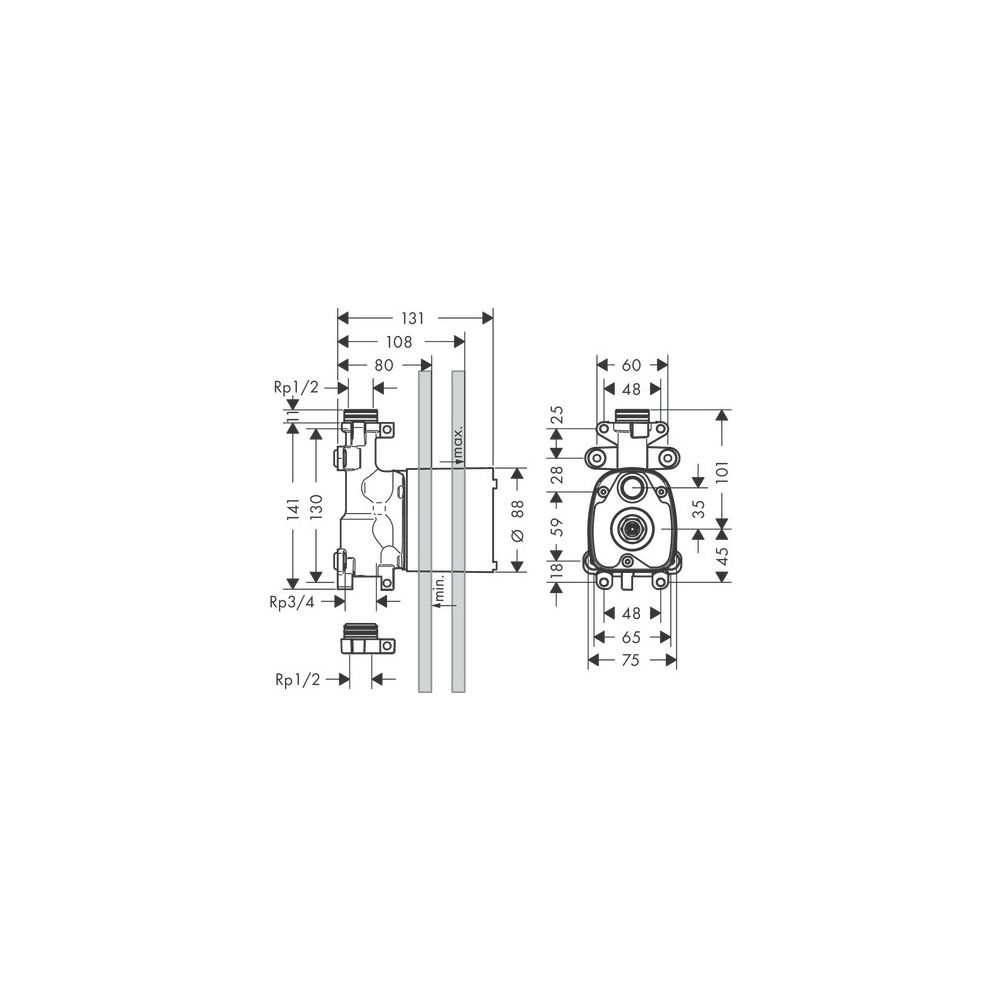 Hansgrohe AXOR ShowerSolutions Grundkörper für Handbrausemodul 120x120mm Unterputz,... HANSGROHE-10650180 4011097594309 (Abb. 6)