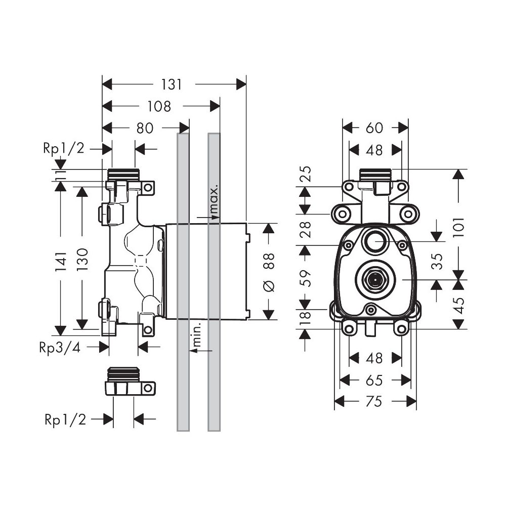 Hansgrohe AXOR ShowerSolutions Grundkörper für Handbrausemodul 120x120mm Unterputz,... HANSGROHE-10650180 4011097594309 (Abb. 7)