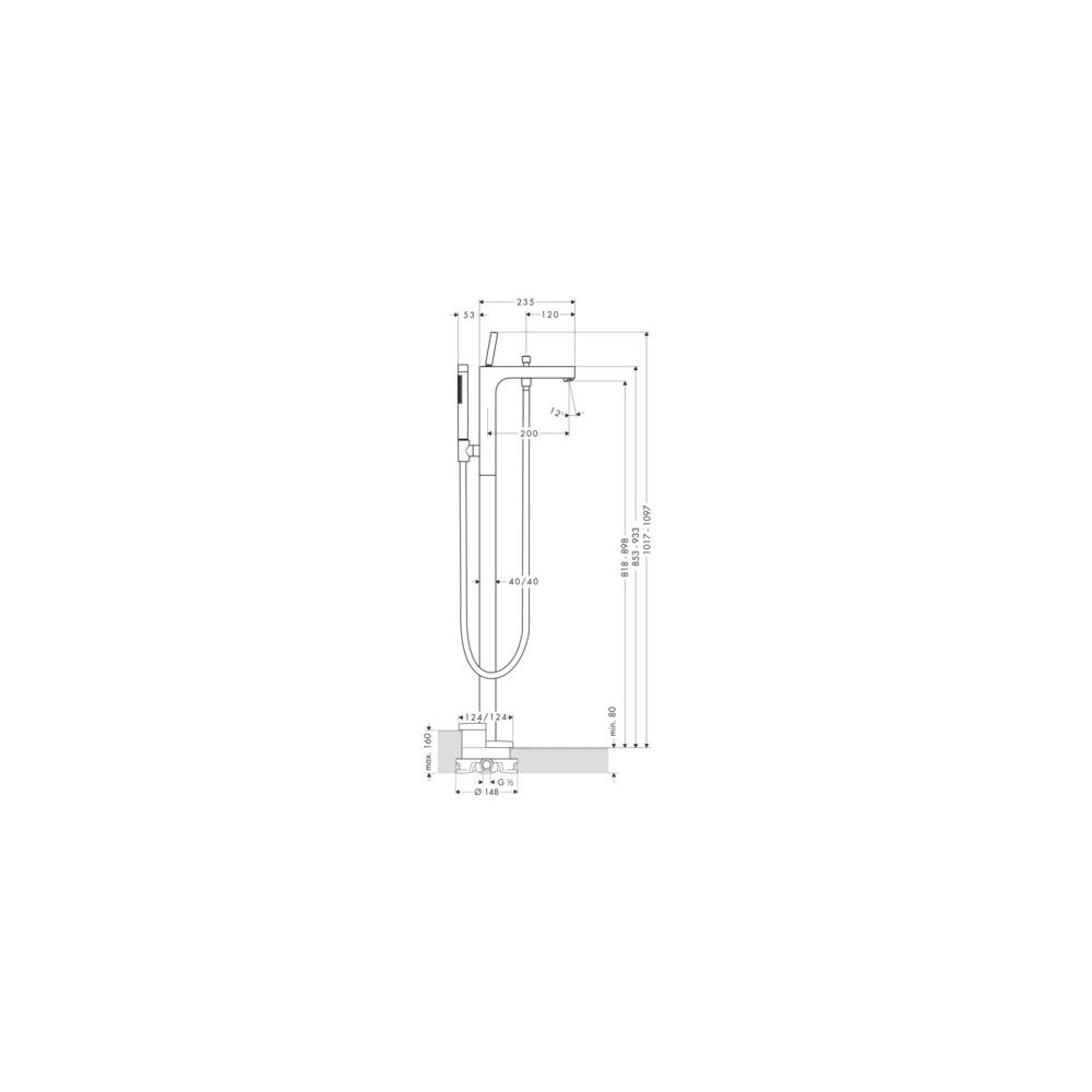 Hansgrohe AXOR Citterio Einhebel-Wannenmischer, 22l/min, bodenstehend, Pin-Griff, B... HANSGROHE-39451340 4011097919195 (Abb. 2)