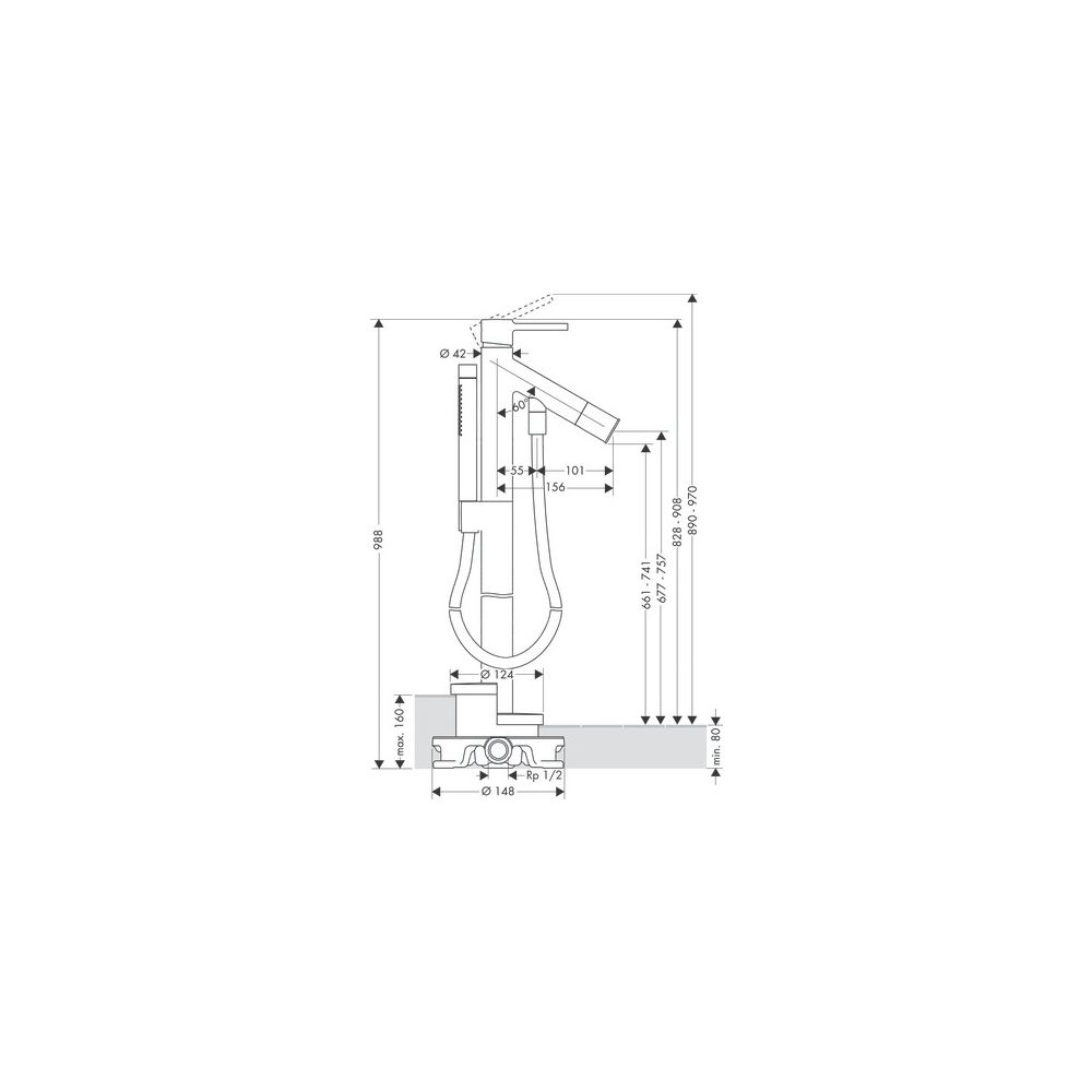 Hansgrohe AXOR Starck Einhebel-Wannenmischer bodenstehend, 18l/min, Pin-Griff, Chro... HANSGROHE-10456000 4011097436869 (Abb. 3)