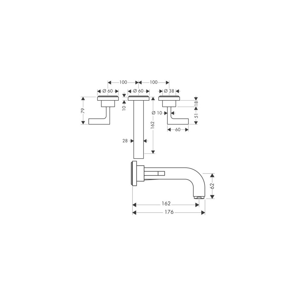Hansgrohe AXOR Citterio 3-Loch Waschtischarmatur UP für Wandm, Auslauf 162mm, Hebel... HANSGROHE-39315330 4011097917627 (Abb. 2)