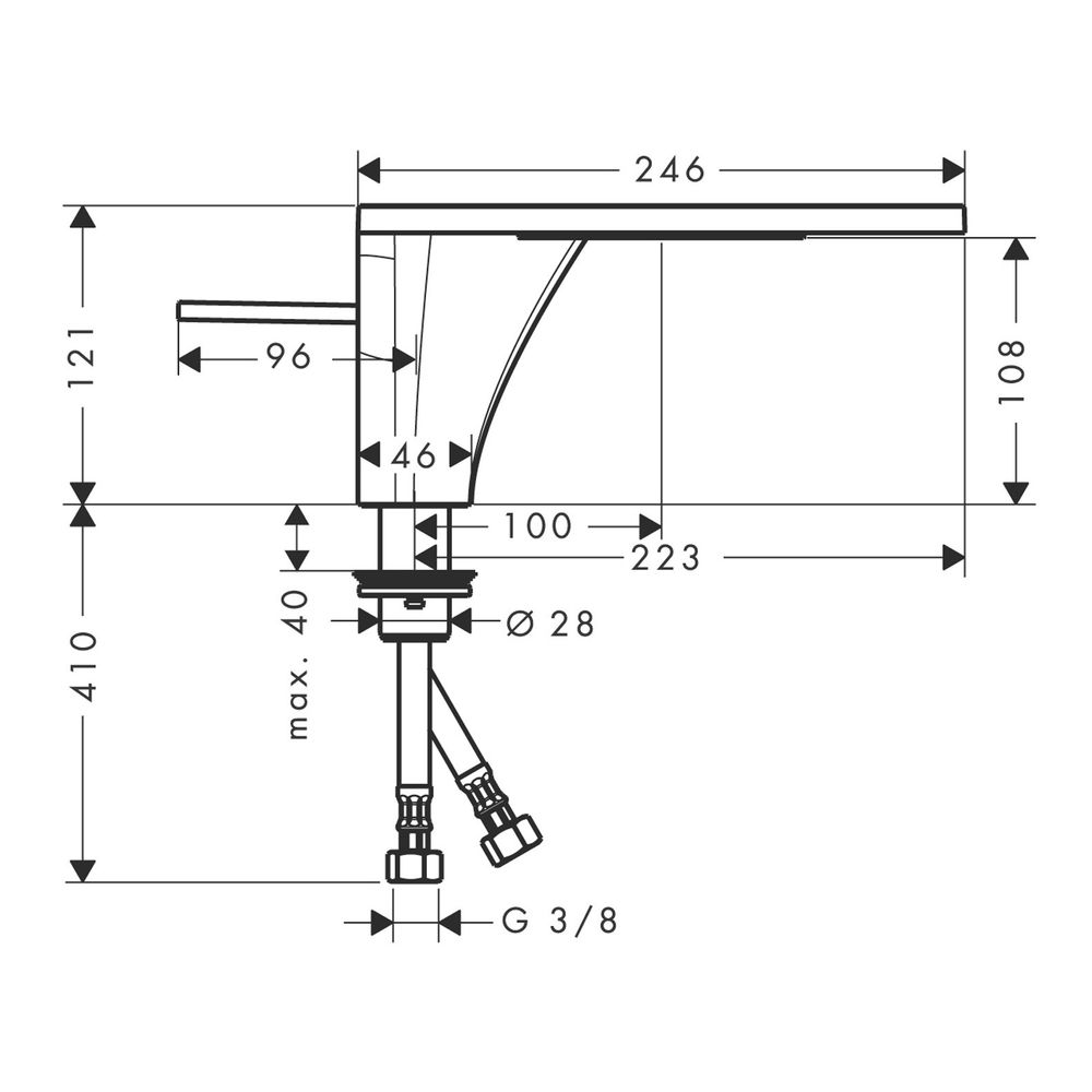 Hansgrohe AXOR Massaud Einhebel-Waschtischmischer 110mm, 4l/min, Ablaufgarnitur, Po... HANSGROHE-18010300 4011097889122 (Abb. 2)