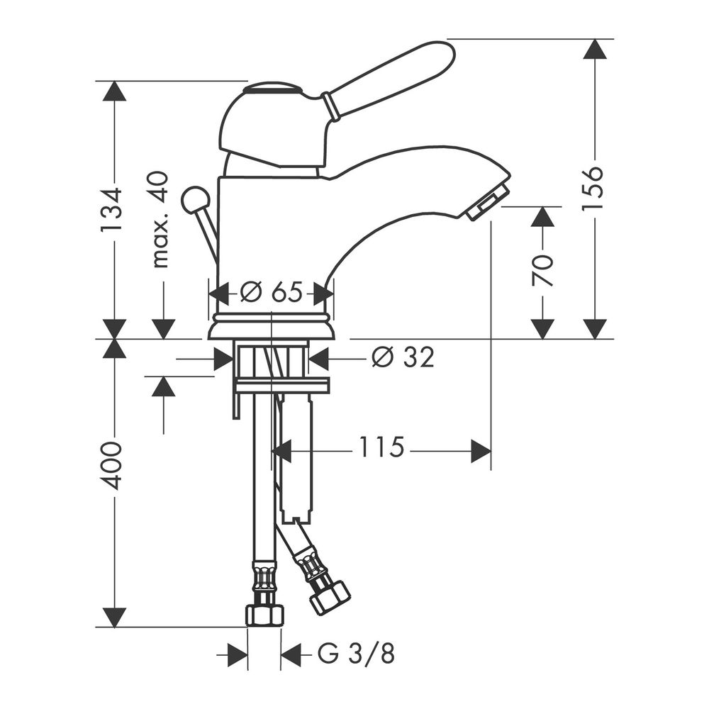 Hansgrohe AXOR Carlton Waschtischmischer Einhebel, ComfortZone 70, Chrom/Gold Optik... HANSGROHE-17010090 4011097364681 (Abb. 2)