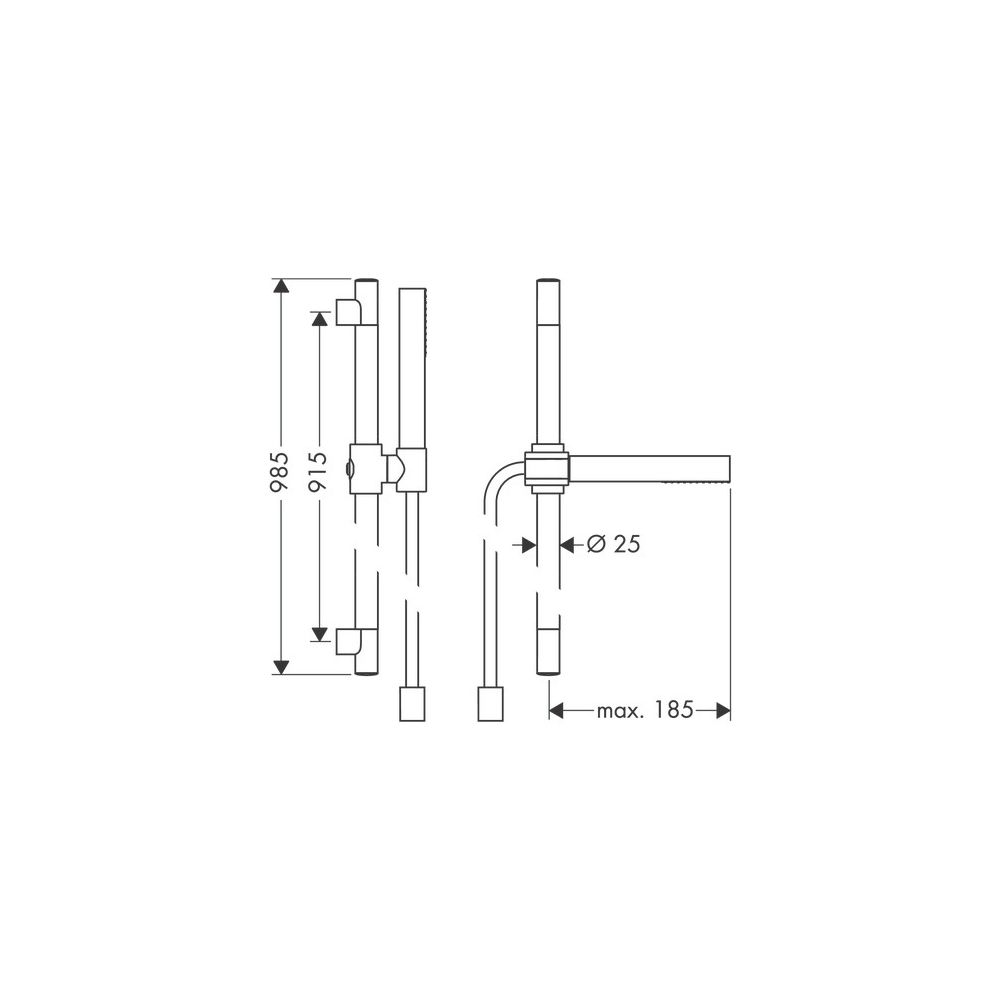 Hansgrohe AXOR Starck Brauseset, 8l/min, 90cm, Stabhandbrause 1jet EcoSmart, Brushe... HANSGROHE-27983140 4011097894942 (Abb. 2)