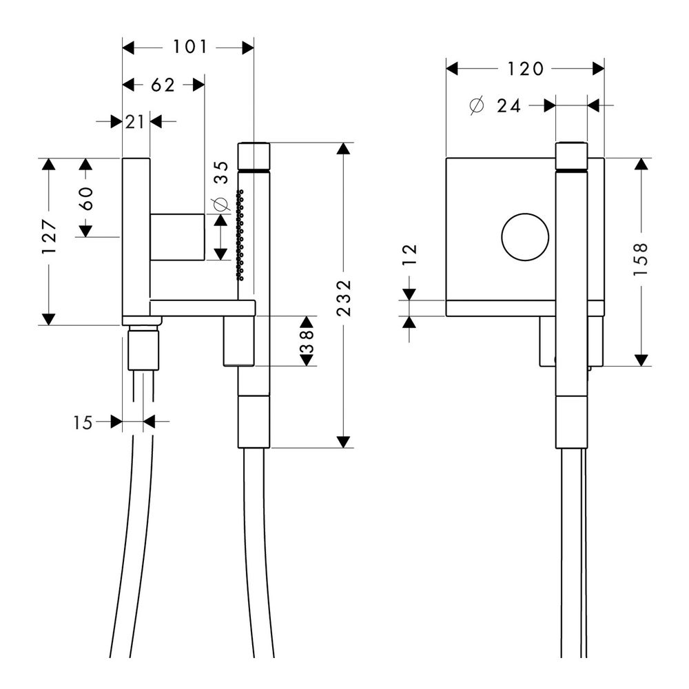 Hansgrohe AXOR ShowerSolutions Handbrausemodul 120x120mm, Unterputz, 14,5l/min, eck... HANSGROHE-10651820 4011097862163 (Abb. 2)