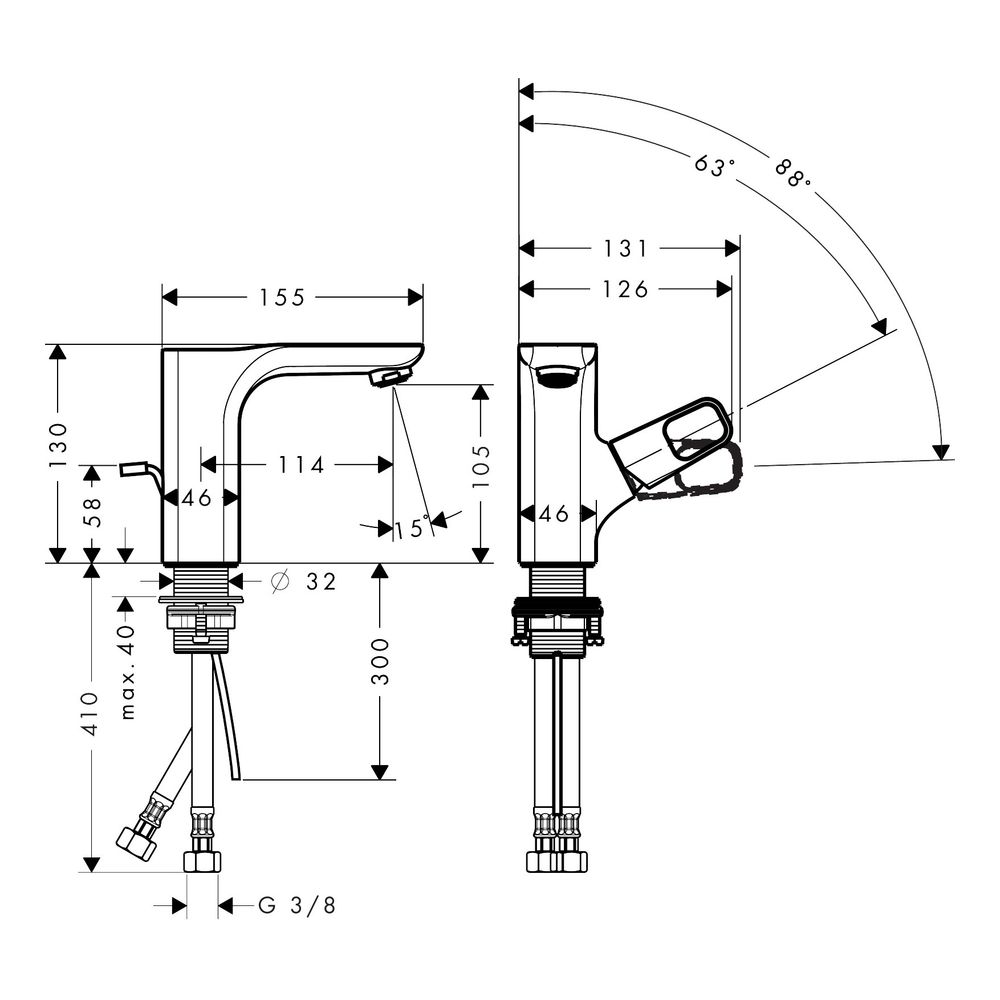 Hansgrohe AXOR Urquiola Einhebel-Waschtischmischer 110mm, 5l/min, für HWB, Zugstang... HANSGROHE-11025140 4011097866697 (Abb. 2)