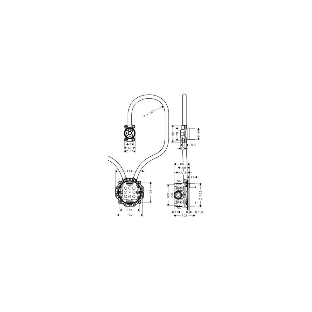 Hansgrohe AXOR Grundkörper für Elektronik-Waschtischmischer Unterputz für Wandmonta... HANSGROHE-16180180 4011097678894 (Abb. 3)