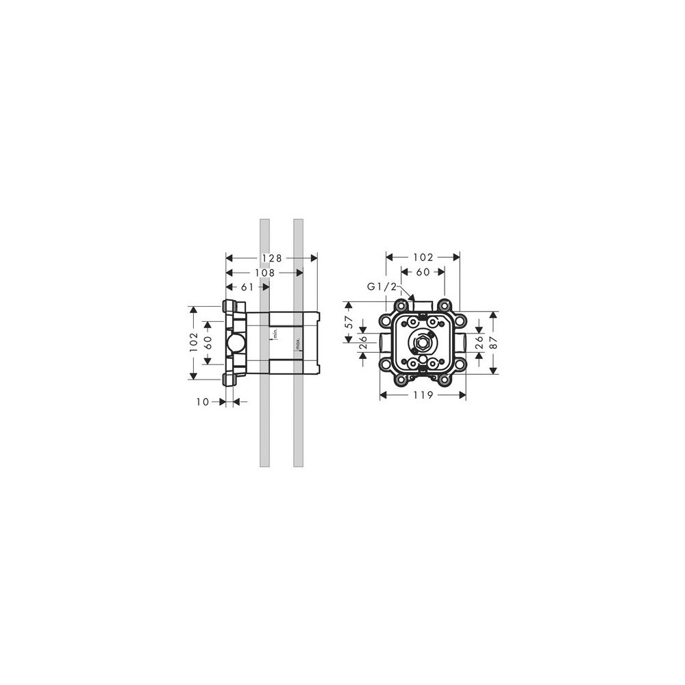 Hansgrohe AXOR ShowerSolutions Grundkörper für Kopfbrause 240x240mm, 1jet, Brausear... HANSGROHE-10921180 4011097678542 (Abb. 3)
