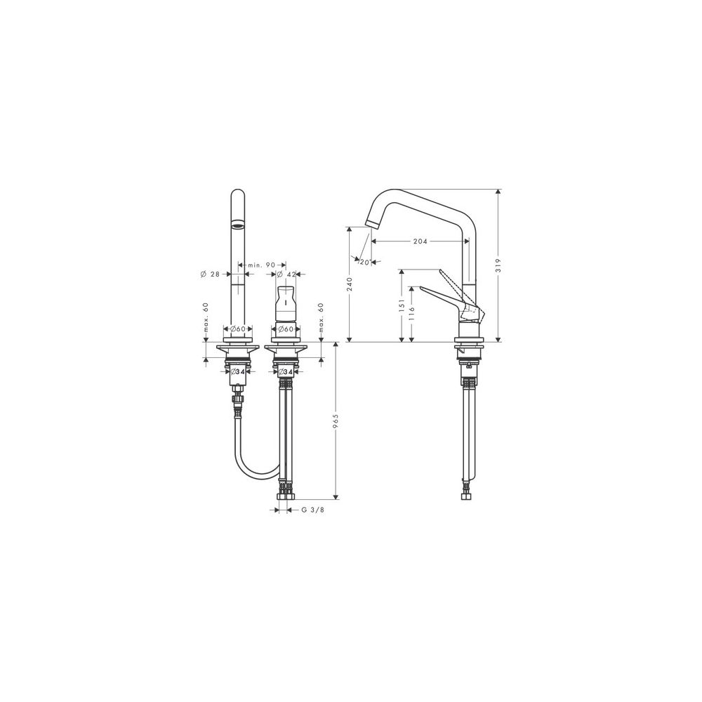 Hansgrohe AXOR Citterio M 2-Loch Einhebel-Küchenmischer ComfortZone 240, 11l/min, S... HANSGROHE-34820820 4011097902654 (Abb. 3)