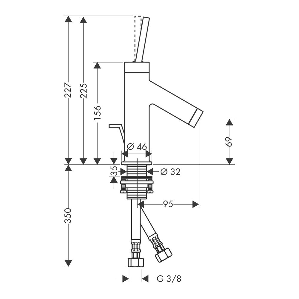 Hansgrohe AXOR Starck Einhebel-Waschtischmischer 70mm, 5l/min, Pin-Griff für HWB, Z... HANSGROHE-10116340 4011097852225 (Abb. 2)
