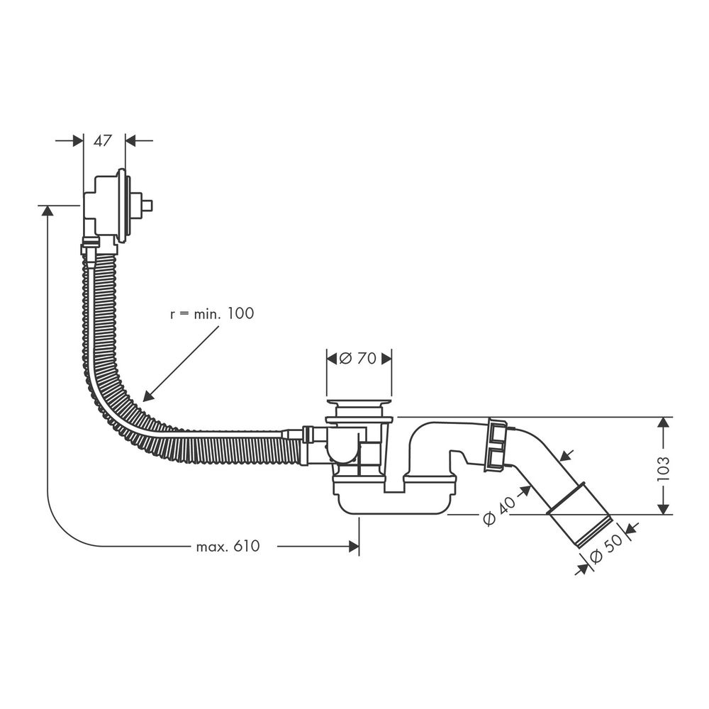 hansgrohe Flexaplus Wannen Ablaufgarnitur und Überlaufgarnitur Grundset mit flexibl... HANSGROHE-58140180 4011097233543 (Abb. 3)