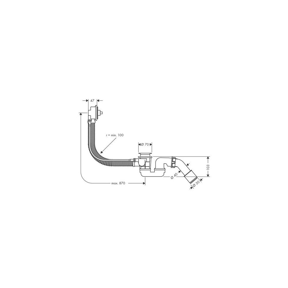 hansgrohe Flexaplus Wannen Ablaufgarnitur und Überlaufgarnitur Grundset mit flexibl... HANSGROHE-58141180 4011097233574 (Abb. 3)