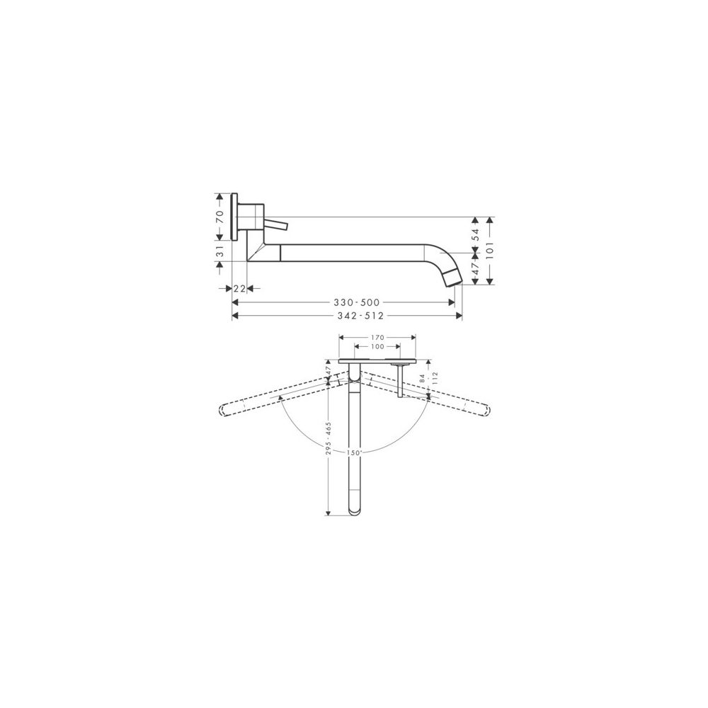 Hansgrohe AXOR Uno Einhebel-Küchenmischer Unterputz für Wandmontage, 330-500mm, 9l/... HANSGROHE-38815250 4011097876078 (Abb. 2)