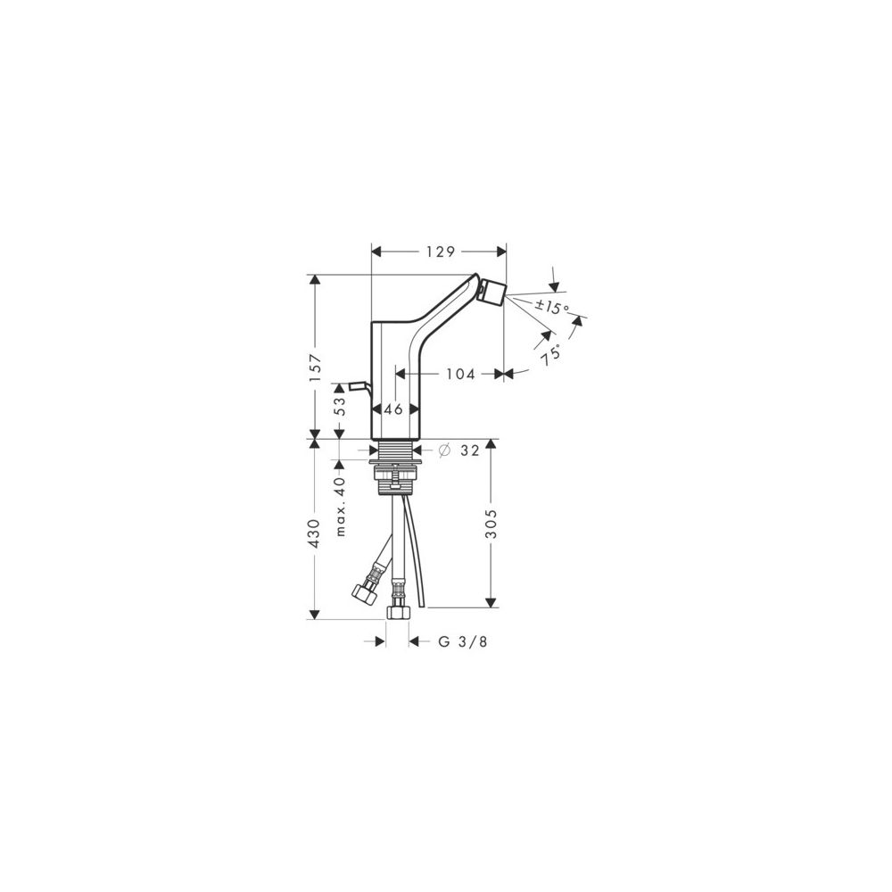 Hansgrohe AXOR Urquiola Einhebel-Bidetmischer, 7,2l/min, Zugstangen-Ablaufgarnitur,... HANSGROHE-11220250 4011097867984 (Abb. 2)