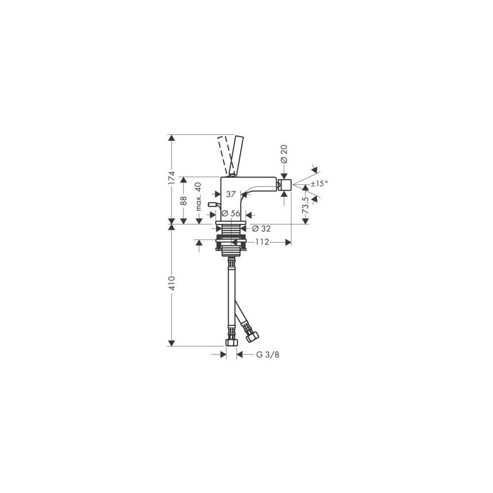 Hansgrohe AXOR Citterio Einhebel-Bidetmischer, 7,2l/min, Zugstangen-Ablaufgarnitur,... HANSGROHE-39210000 4011097648958 (Abb. 3)
