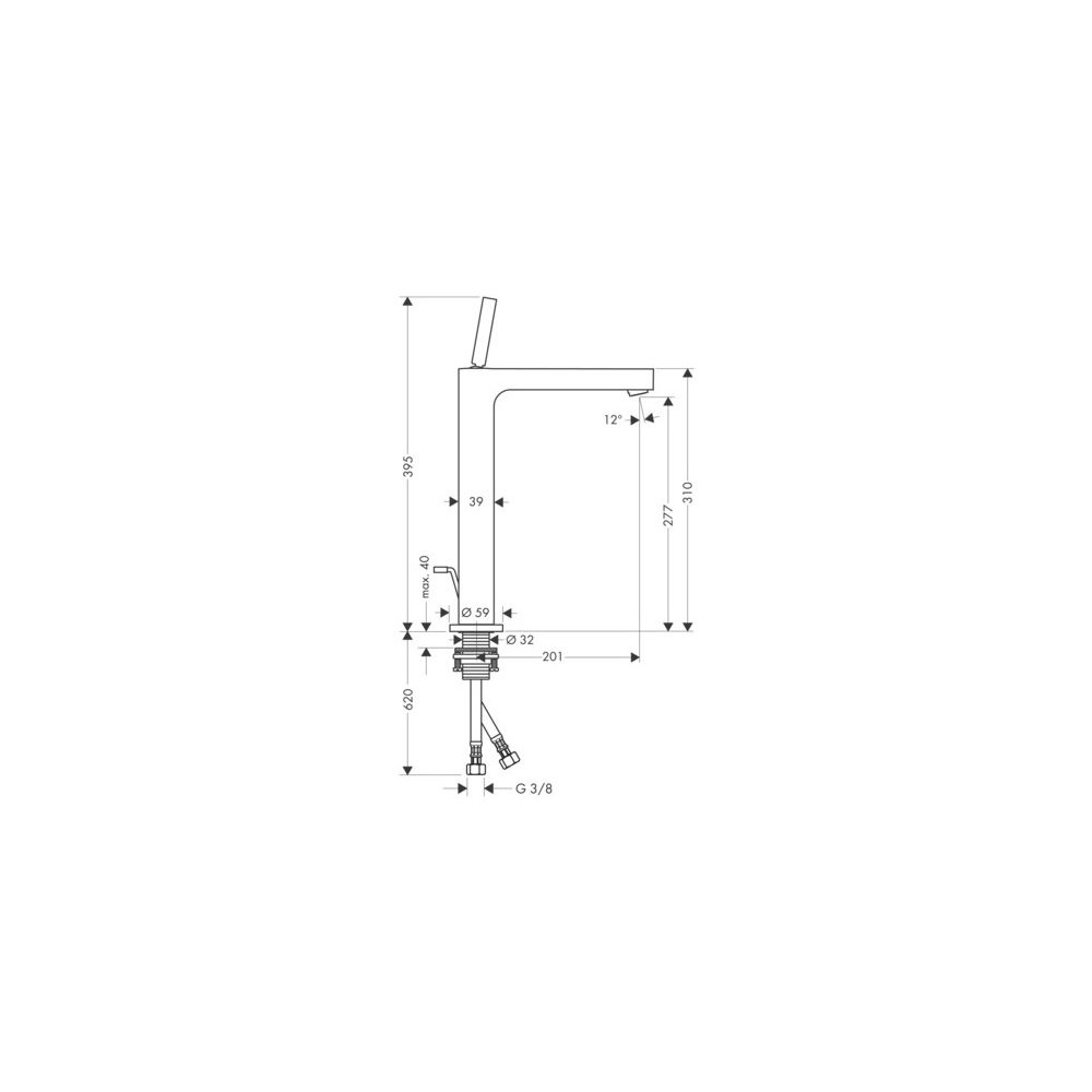 Hansgrohe AXOR Citterio Einhebel-Waschtischmischer 280mm, 5l/min, Pin-Griff für AWT... HANSGROHE-39020300 4011097914398 (Abb. 2)