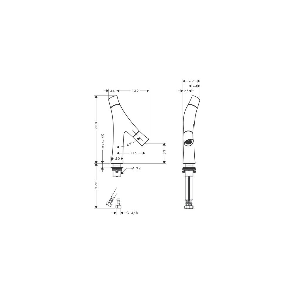 Hansgrohe AXOR Starck Organic 2-Griff Waschtischmischer 80mm, 3,5l/min, Ablaufgarni... HANSGROHE-12011820 4011097815015 (Abb. 7)