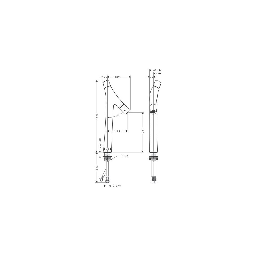 Hansgrohe AXOR Starck Organic 2-Griff Waschtischmischer 240mm, 3,5l/min, für AWT, A... HANSGROHE-12013800 4011097815343 (Abb. 3)