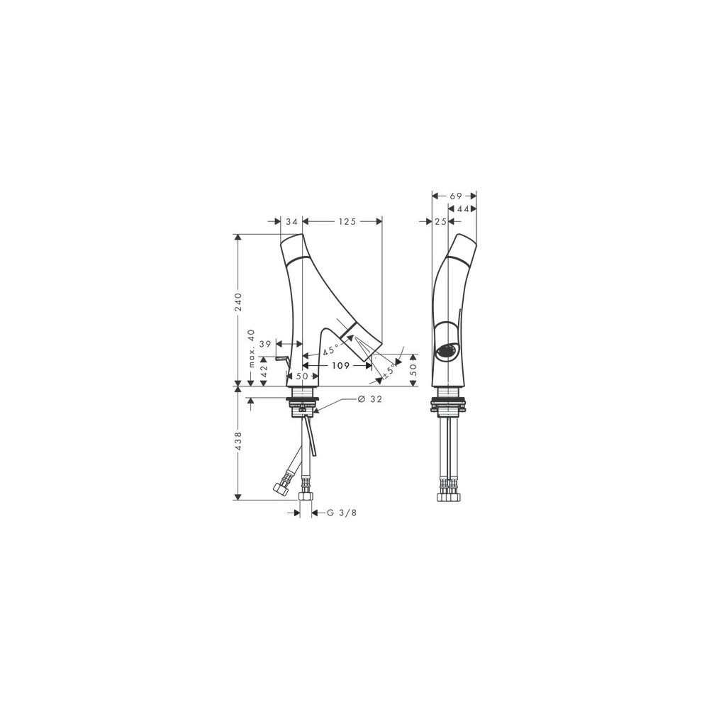 Hansgrohe AXOR Starck Organic 2-Griff Waschtischmischer 50mm, 3,4l/min, für HWB, Zu... HANSGROHE-12014950 4011097815428 (Abb. 3)