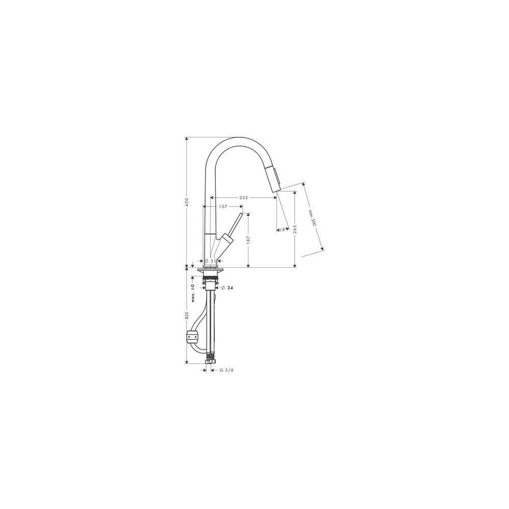 Hansgrohe AXOR Starck Einhebel-Küchenmischer, Ausziehbrause, ComfortZone 270, Edels... HANSGROHE-10821800 4011097688572 (Abb. 4)