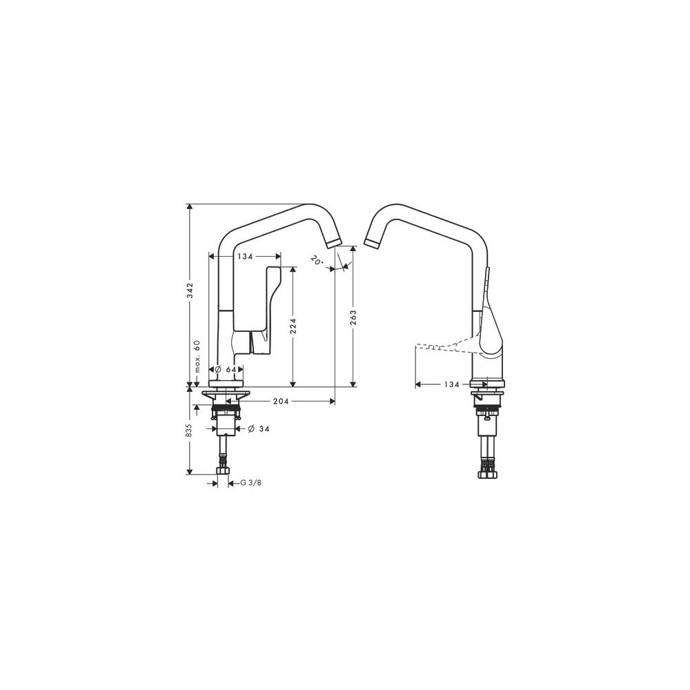 Hansgrohe AXOR Citterio Einhebel-Küchenmischer 260mm,12l/min, Schwenkauslauf, Polis... HANSGROHE-39850300 4011097922140 (Abb. 2)