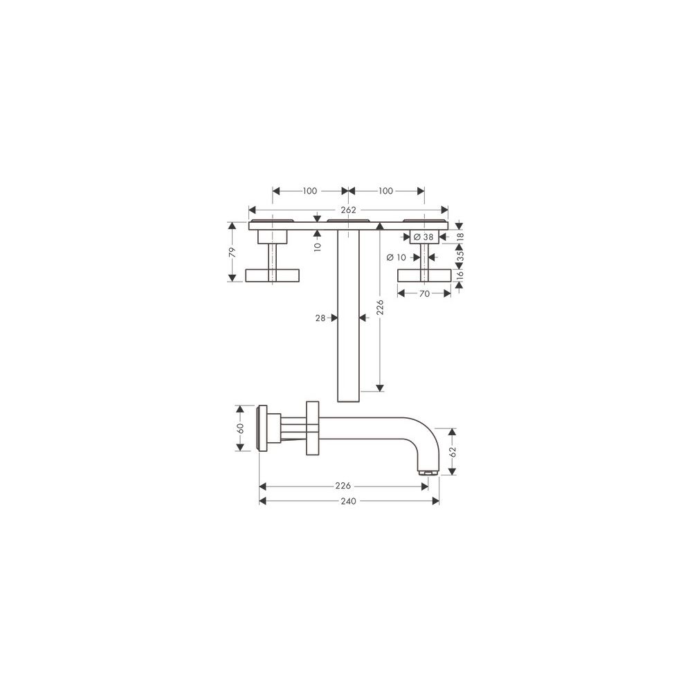 Hansgrohe AXOR Citterio 3-Loch Waschtischarmatur UP für Wandm, Auslauf 226mm, Kreuz... HANSGROHE-39144140 4011097916507 (Abb. 2)