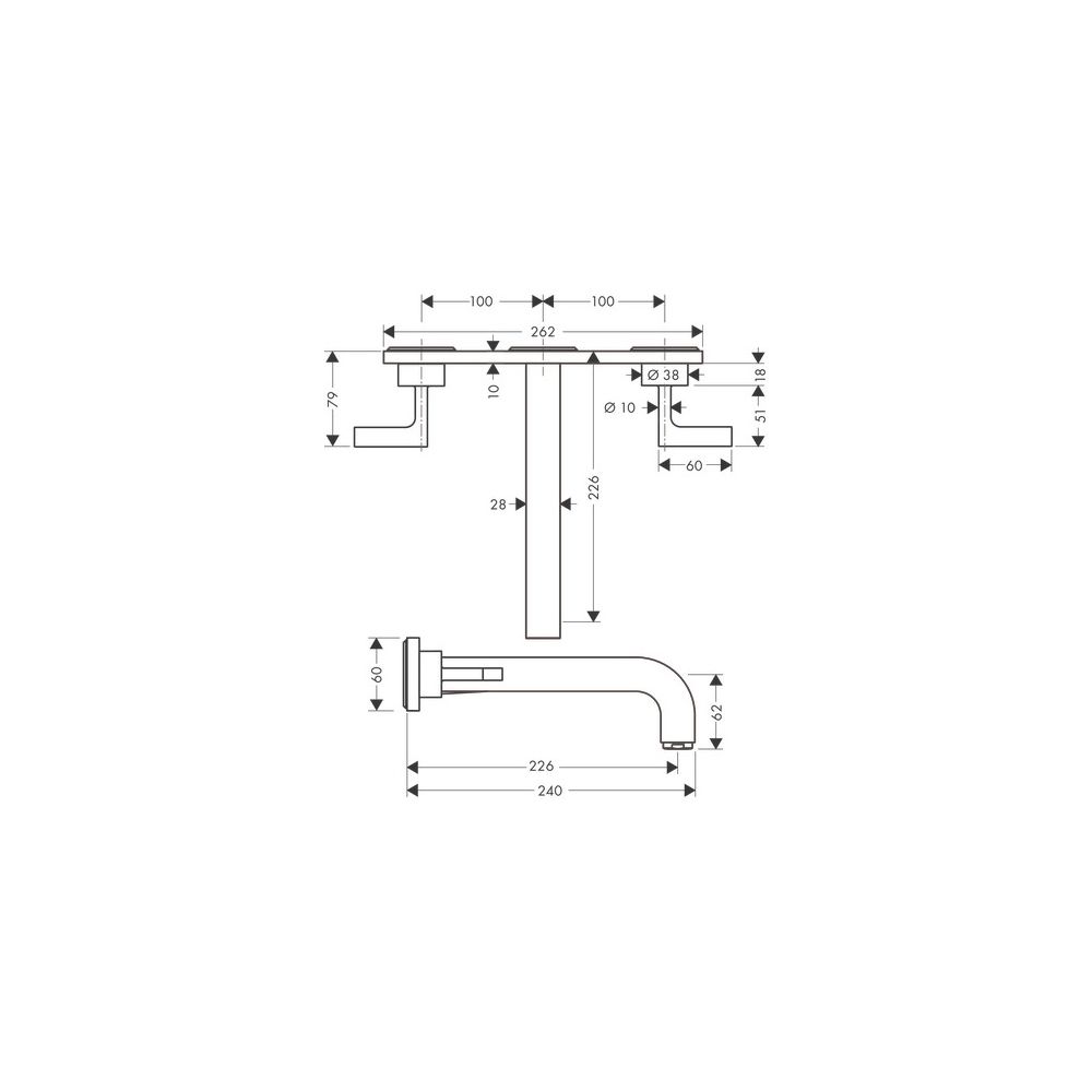 Hansgrohe AXOR Citterio 3-Loch Waschtischarmatur UP für Wandm, Auslauf 226mm, Hebel... HANSGROHE-39148990 4011097916903 (Abb. 2)