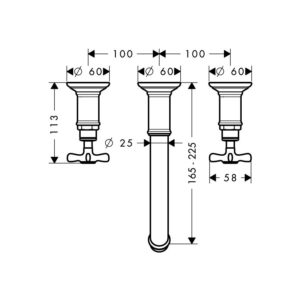 Hansgrohe AXOR Montreux 3-Loch Waschtischarmatur UP, 5l/min, für Wandmontage, Ausla... HANSGROHE-16532950 4011097880945 (Abb. 2)